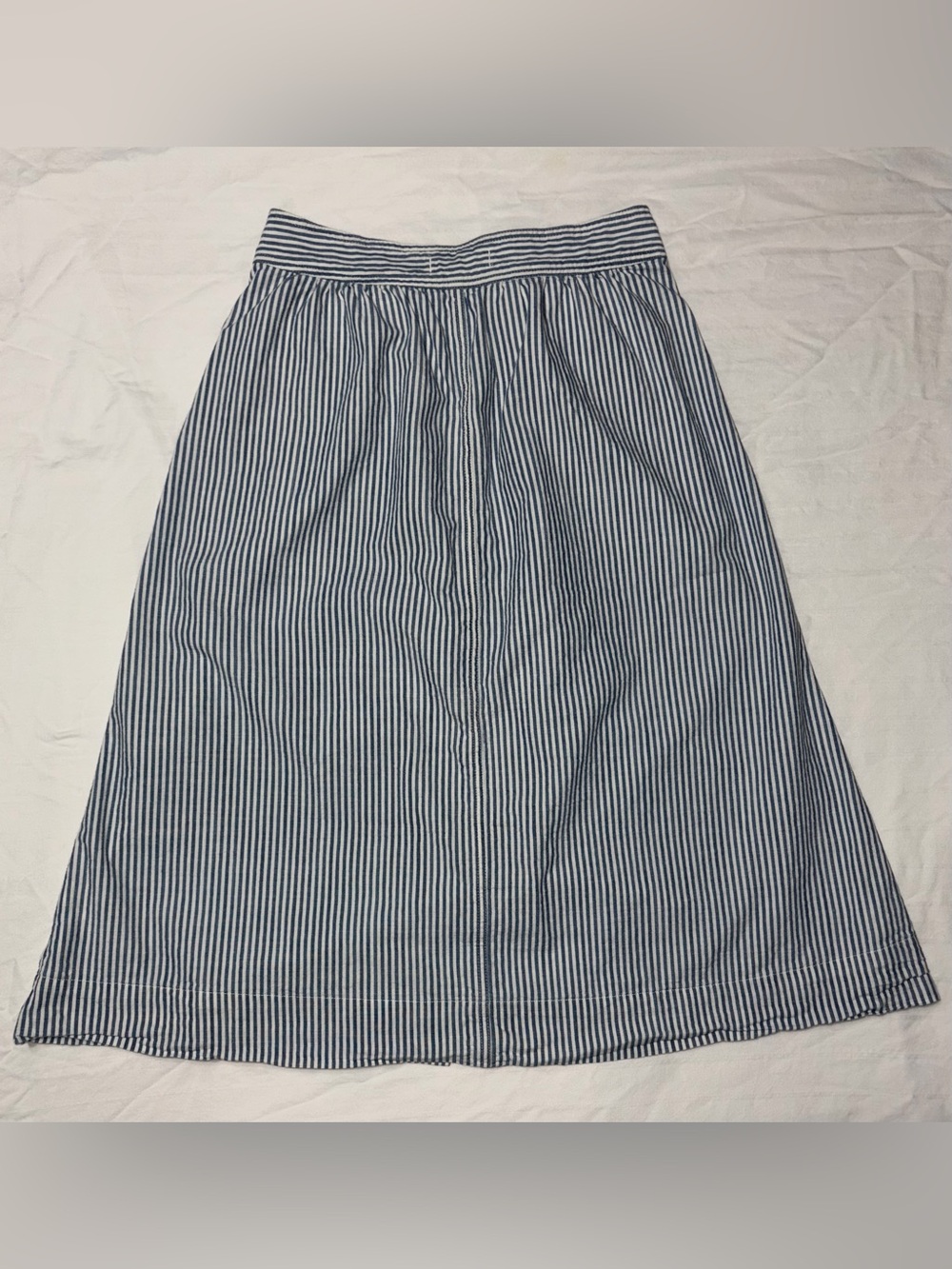 Madewell Blue and White Striped Button-Front Midi Skirt - Picture 2 of 9